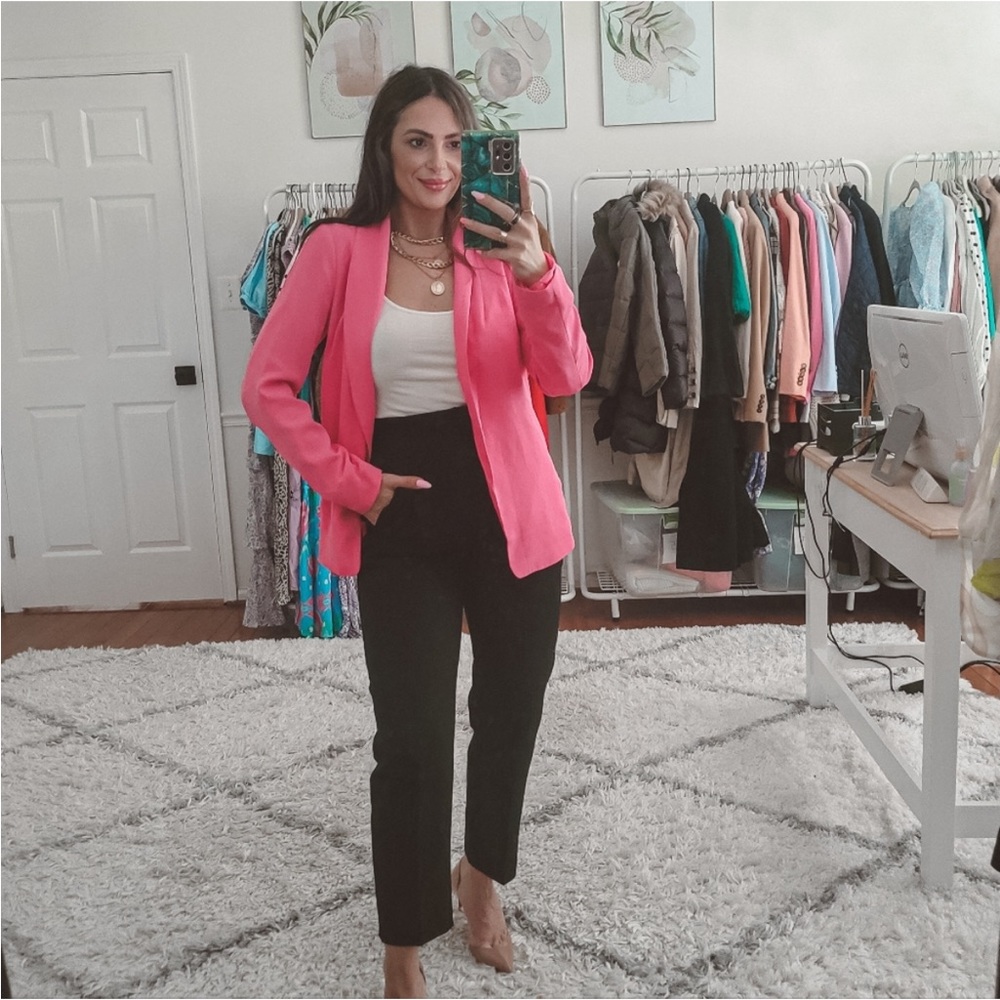Pink open front lightweight blazer